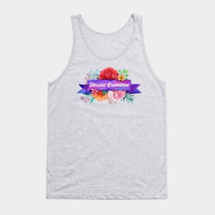 Blessed Grandma Floral Design with Watercolor Roses Tank Top